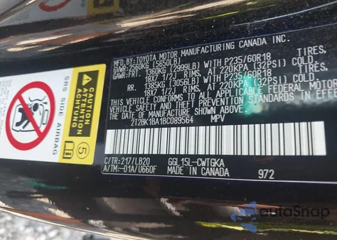 2011 Lexus Rx 350 z USA, uszkodzony, nr VIN 2T2BK1BA1BC089564